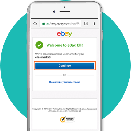 Vaihe kolme Ebay tunnuksen luomisessa